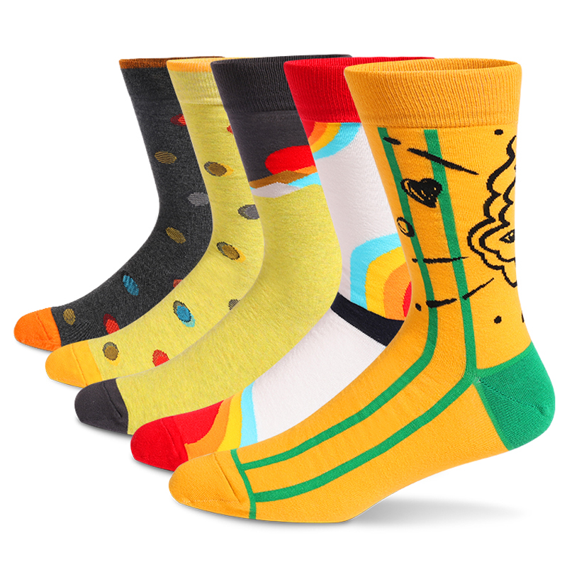 Cotton Crew Sock Pack - 5 пар мужских забавных классических носков,