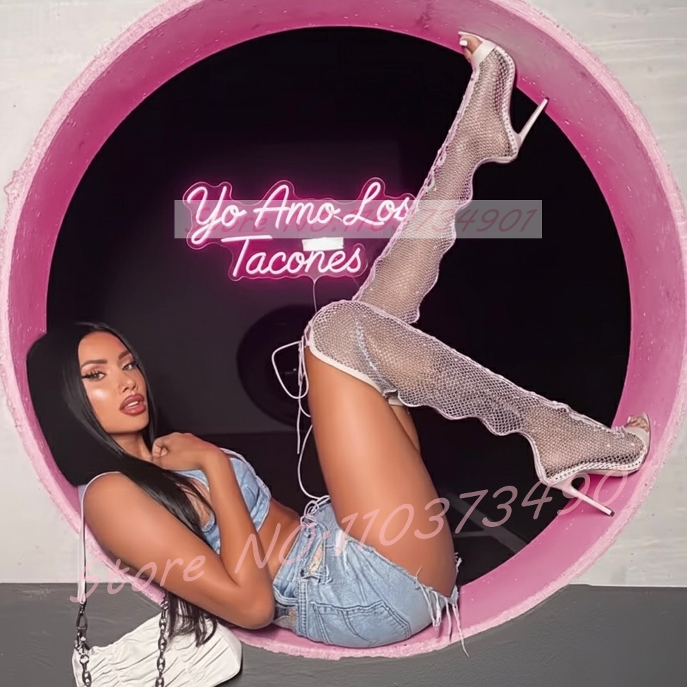 Fishnet Stocking Women - Сапоги до бедра в сеточку, женские