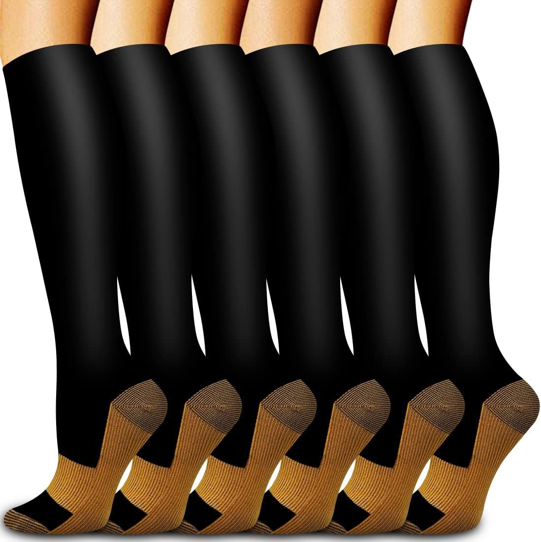 Compression Sock Medical - 6 пар однотонных медных компрессионных носков,