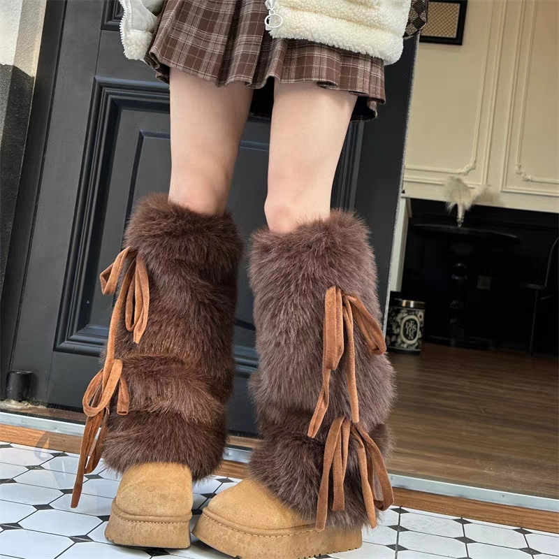 Boot Sock Slouchy - Гетры из искусственного меха для женщин