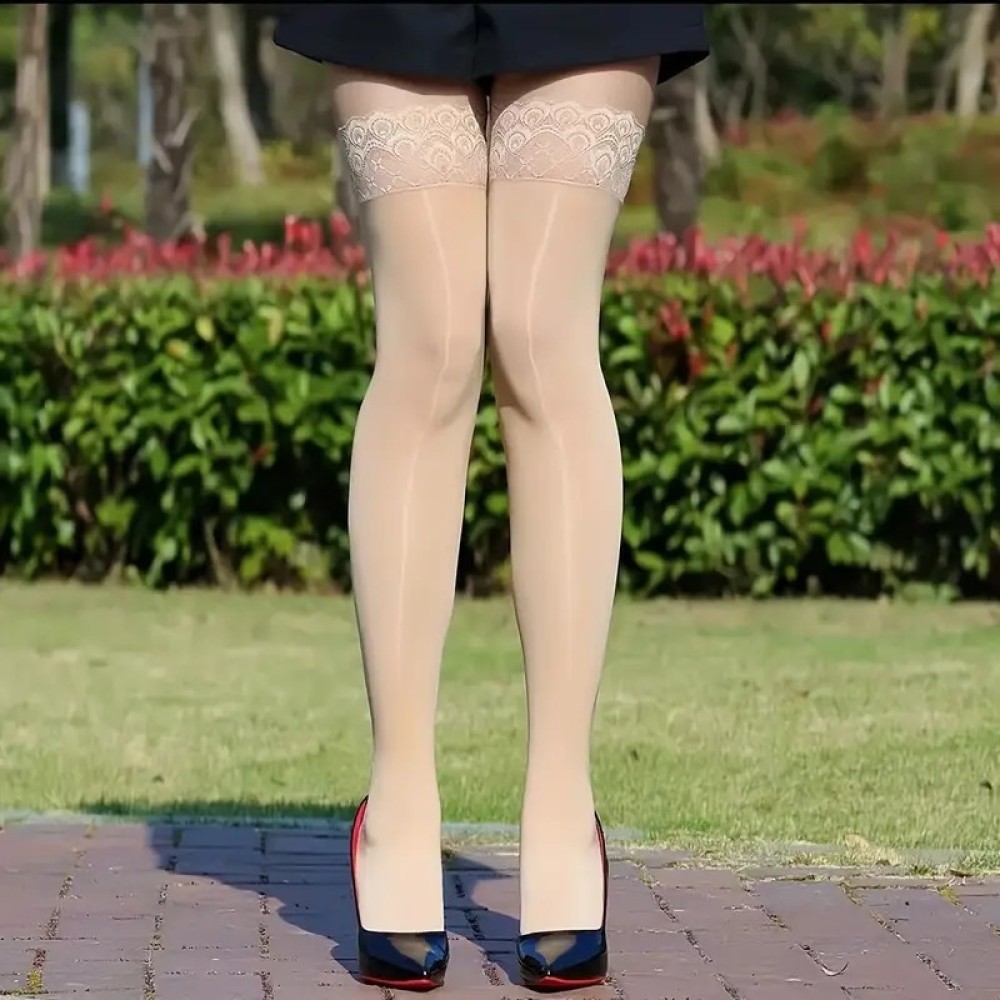Глянцевые прозрачные чулки до  – обзор и цена Thigh High Sock Stay Up