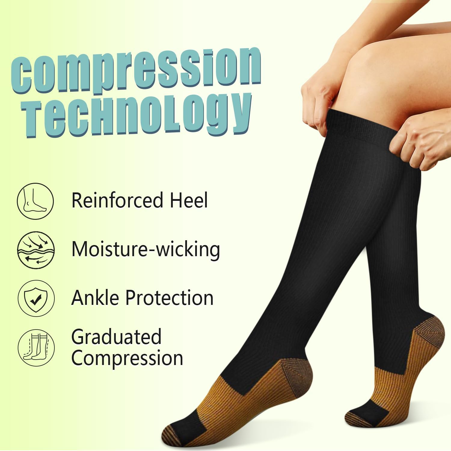 6 пар однотонных медных компре – обзор и цена Compression Sock Medical